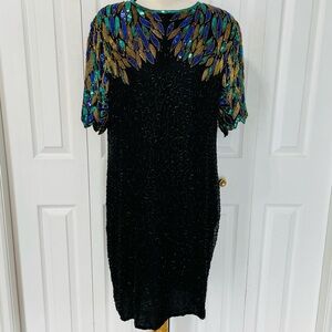 Incredible Vintage Laurence Kazar Silk Beaded Dress